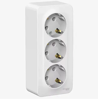 БЛАНКА Розетка 3-ая о/у, з/к б/шт 16А (белый, изол. пл.)