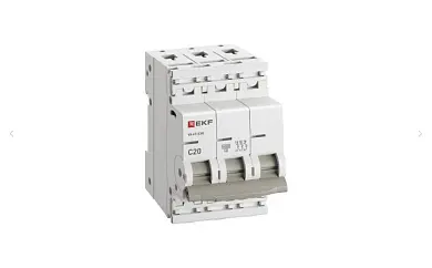 Автоматический выключатель 3P 20А (C) 6кА ВА 47-63N EKF PROxima