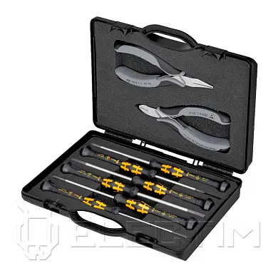 Набор для электроники ESD, 7 шт, плоскогубцы, бокорезы, отвёртки WERA шлиц. SL2.5/3.0/3.5/4.0, крест