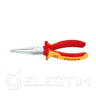 Длинногубцы VDE 1000V, плоские рифлённые губки 46.5 мм, L-160 мм, хром.,  SB (KNIPEX)