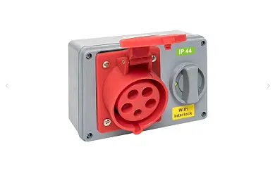 Розетка с блокировкой и выключателем 1425 3Р+РЕ+N 32А 380В IP44 EKF