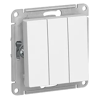 3-клавишный выключатель, сх.1+1+1, 10АХ, механизм, Белый