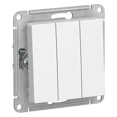 3-клавишный выключатель, сх.1+1+1, 10АХ, механизм, Белый
