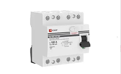 Устройство защитного отключения селективное 4P 100А/100мА (электромеханическое) EKF PROxima
