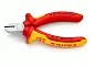Бокорезы VDE 1000V,твёрдость кромок 62 HRC, хром., 2-комп. рукоятки (KNIPEX)
