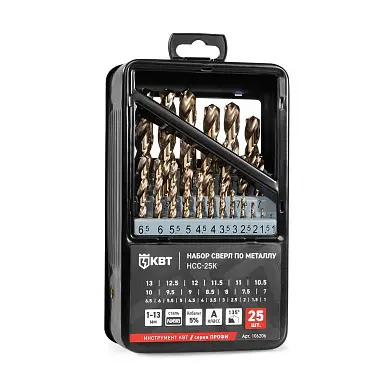 Набор сверл по металлу НСС-25К серия ПРОФИ (КВТ)