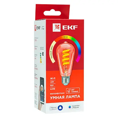 Умная филаментная RGB лампа E27 ST64
