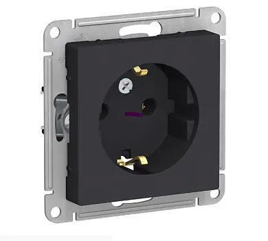 Розетка без заземления со шторками, 16А, механизм, КАРБОН