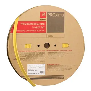 Термоусаживаемая трубка ТУТ нг 100/50 желтая рулон EKF PROxima
