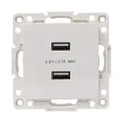 Стокгольм Механизм Розетки USB 2-местной 2,1А белый EKF PROxima