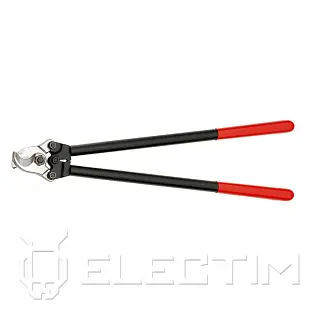 Кабелерез, рез: кабель D 27 мм (150 мм, AWG 5/0), L-600 мм, стальной корпус, чёрный, обливные рукоятки (KNIPEX)