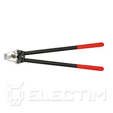 Кабелерез, рез: кабель D 27 мм (150 мм, AWG 5/0), L-600 мм, стальной корпус, чёрный, обливные рукоятки (KNIPEX)