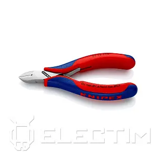 Бокорезы для электроники, круглая головка, мал. фаска, с зажимом, L-115 мм, 2-комп. рукоятки (KNIPEX)