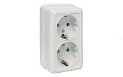 Рим Розетка 2-местная 16А с заземлением керам. белая EKF