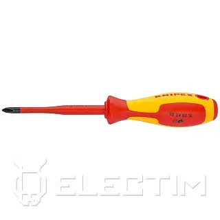 Отвертка крестовая PH1 Slim VDE 1000V, длина стержня 80 мм, L-187 мм (KNIPEX)