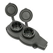 Роз. (колодка) двухмест. с защит. крышками каучуковая 230В 2P+PE 16A IP44 EKF PRO Роз. (колодка) двухмест. с защит. крышками каучуковая 230В 2P+PE 16A IP44 EKF PRO