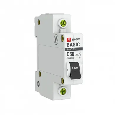 Автоматический выключатель 1P 50А (C) 4,5кА ВА 47-29 EKF Basic