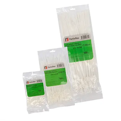 Стяжки нейлоновые КСО нейлоновые с отверстием под винт (бел) (100шт) (Fortisflex)