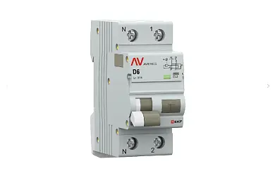 Дифференциальный автомат DVA-10 1P+N 6А (D) 100мА (AC) 10кА EKF AVERES