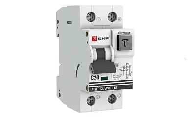 Дифференциальный автомат АВДТ-63 20А/100мА (характеристика C, электронный, тип АС) 6кА EKF PROxima