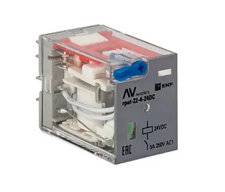Реле промежуточное с кнопкой и мех. Индикацией RPAt 22/4 5A 24В DC EKF AVERES