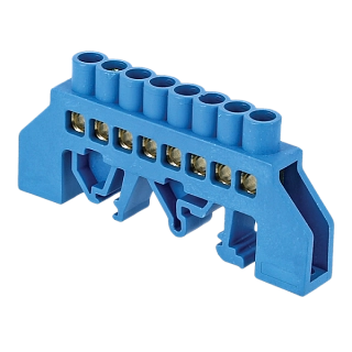 Шина "0" N (8х12мм) 8 отверстий латунь синий нейлоновый корпус комбинированный EKF PROxima