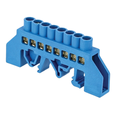 Шина "0" N (8х12мм) 8 отверстий латунь синий нейлоновый корпус комбинированный EKF PROxima