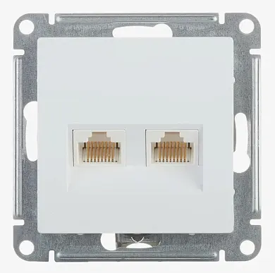 ШЭ Атлас Роз.двойная (комп+комп) с/у RJ45+RJ45, кат.5E, (б/рамки, белый) ATN000185