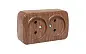 Минск Розетка 2-местная ОП 10А без заземления тёмное дерево EKF