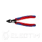 Бокорезы прецизионные Electronic Super Knips® кромка без фаски, L-125 мм, твёрдость кромок 64 HRC, чёрные, 2-комп. рукоятки (KNIPEX)