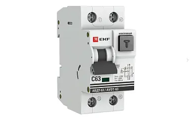 Дифференциальный автомат АВДТ-63 63А/100мА (характеристика C, электронный, тип АС) 6кА EKF PROxima