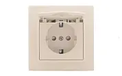 Минск Розетка 1-местная СП с/з с крышкой 16А бежевая с защ. штор. EKF