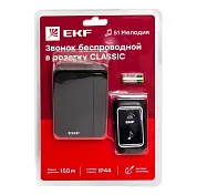 Звонок беспр. в розетку Classic (230В, черный, 51 мелод. с индик. 4 ур.) EKF