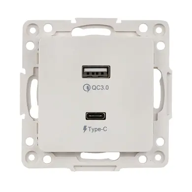 Стокгольм Механизм Розетки с 2USB type-A + type-C белый EKF PROxima