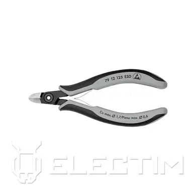 Бокорезы прецизионные ESD , круглая головка, L-125 мм, антистатические, твёрдость  64 HRC, чёрные (KNIPEX)