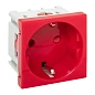 Розетка 45х45 с заземлением, 90 градусов, красная EKF