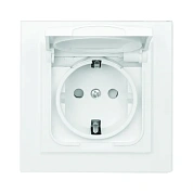Минск Розетка 1-мест. СП с/з с крышкой 16А бел. с защ. штор. IP44 EKF