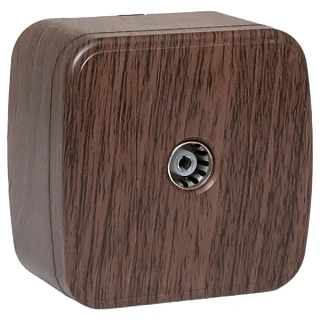 Минск Розетка TV 1-местная ОП 75Ом 5-862МГц тёмное дерево EKF