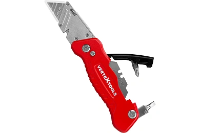 НОЖ СКЛАДНОЙ PROFI "FASTBACK" ТРАПЕЦИЕВИДНЫЙ, ЦИНКОВЫЙ СПЛАВ/ABS/PC, 3 ЛЕЗВИЯ SK4 (16/64),VERTEXTOOLS