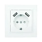 Минск Розетка 1-мест. СП с/з 16А бел. с защ. штор. с 2 USB 2,1А EKF
