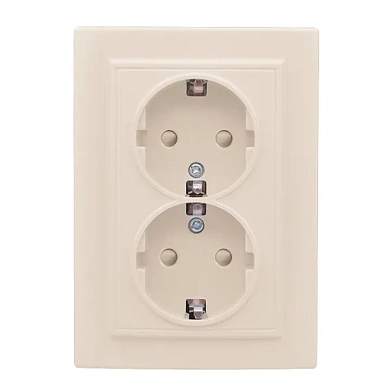 Минск Розетка 2-мест. СП с/з 16А бежевый с защ. штор. EKF