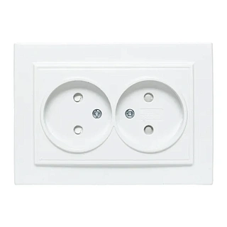 Минск Розетка 2-местная СП б/з 10А белая с защ. штор. EKF