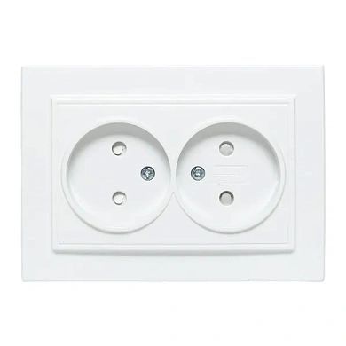 Минск Розетка 2-местная СП б/з 10А белая с защ. штор. EKF