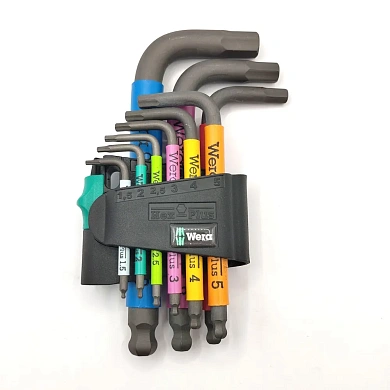 Набор ключей угл. 6-гр. 950/9 Hex-Plus Multicolour 1 SB, 9пр. WERA