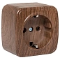 Минск Розетка 1-местная ОП 16А с заземлением тёмное дерево EKF