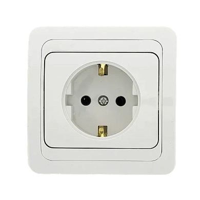 Лондон Розетка 1-местная с заземлением 16А керамика белая EKF PROxima