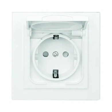 Минск Розетка 1-мест. СП с/з с крышкой 16А бел. с защ. штор. IP44 EKF