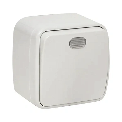 Минск Выключатель 1-клавишный ОП 10А с индикатором белый EKF