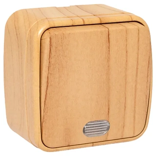 Минск Выключатель 1-клавишный ОП 10А с индикатором светлое дерево EKF