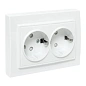 Минск Розетка 2-местная СП с/з 16А белая с защ. штор. EKF